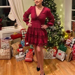 S-M dress Burgundy color fit and flare